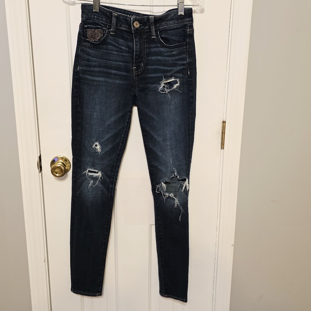 American Eagle Hi Rise Jegging Super Stretch Dark Wash Size 4
